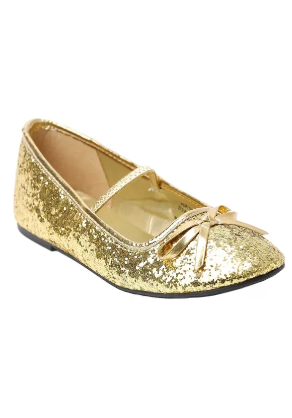 Hot Ellie Girls Gold Glitter Ballet Flats