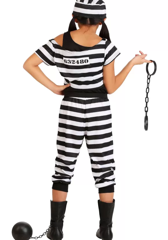 Cheap FUN Costumes Girls Striped Prisoner Costume