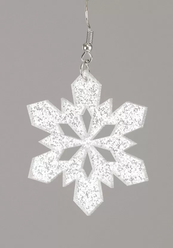 Store Anarchy Street Glitter Snowflake Earring Lucite