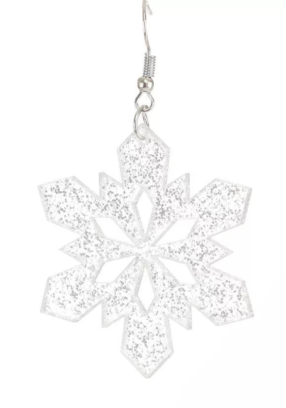 Store Anarchy Street Glitter Snowflake Earring Lucite