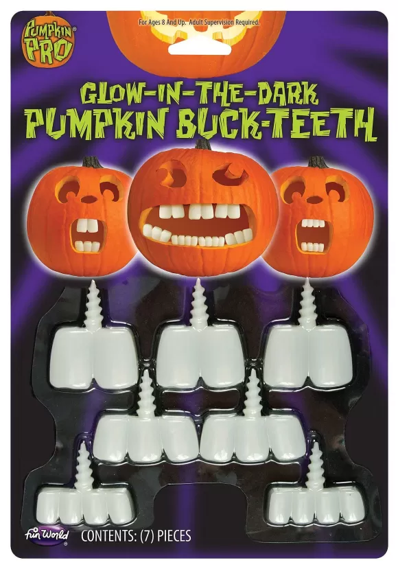 New Fun World Glow In The Dark Pumpkin Buck Teeth