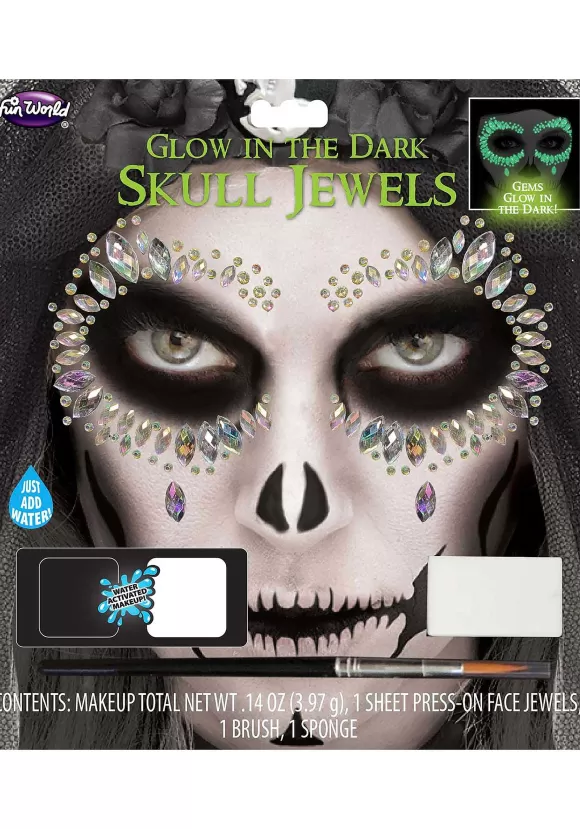 Clearance Fun World Glow In The Dark Skull Face Jewels