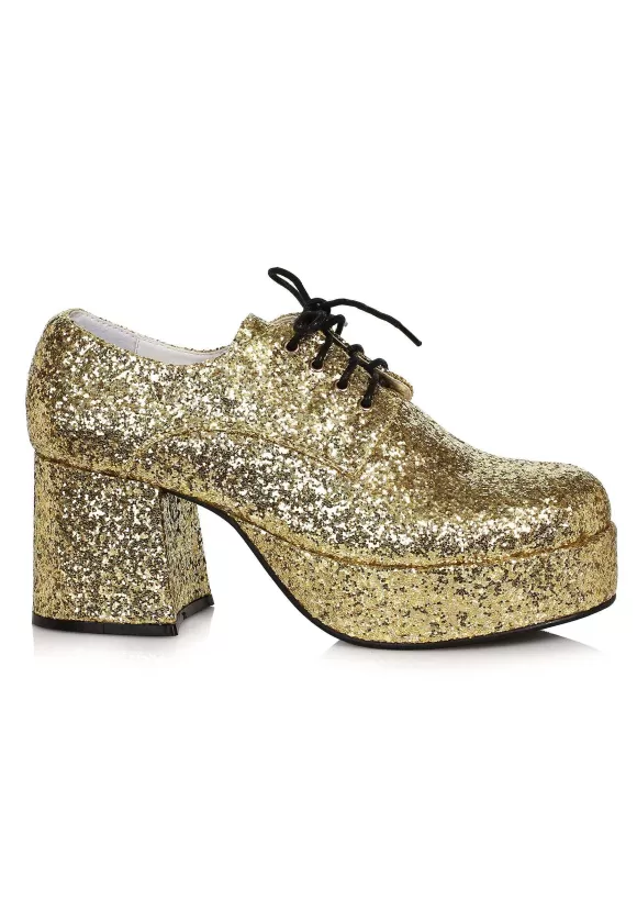 Shop Ellie Gold Glitter Platform Shoes For Men