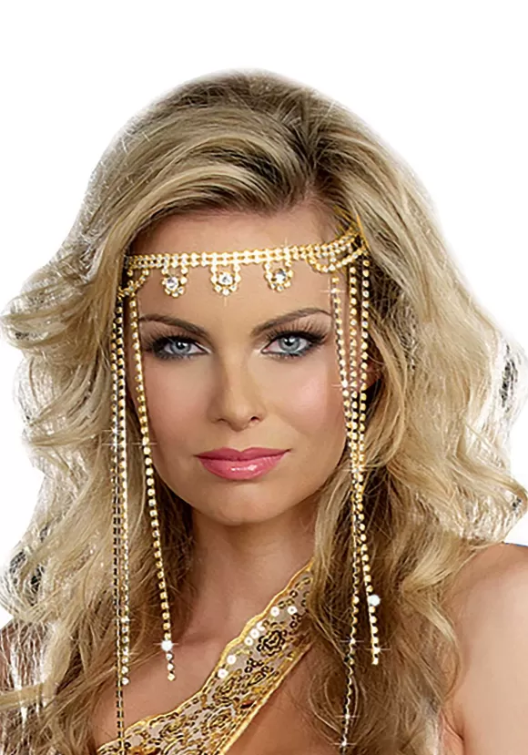 Shop Dreamgirl Gold Shimmering Rhinestone Headpiece For Women