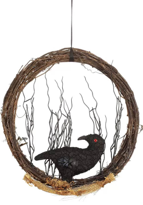 Store FUN Costumes Gothic Black Crow Halloween Wreath Decoration