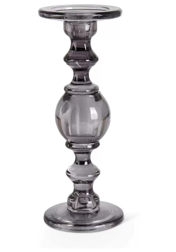 Store K&K Interiors Gray Transparent Set Of 3 Glass Candleholders