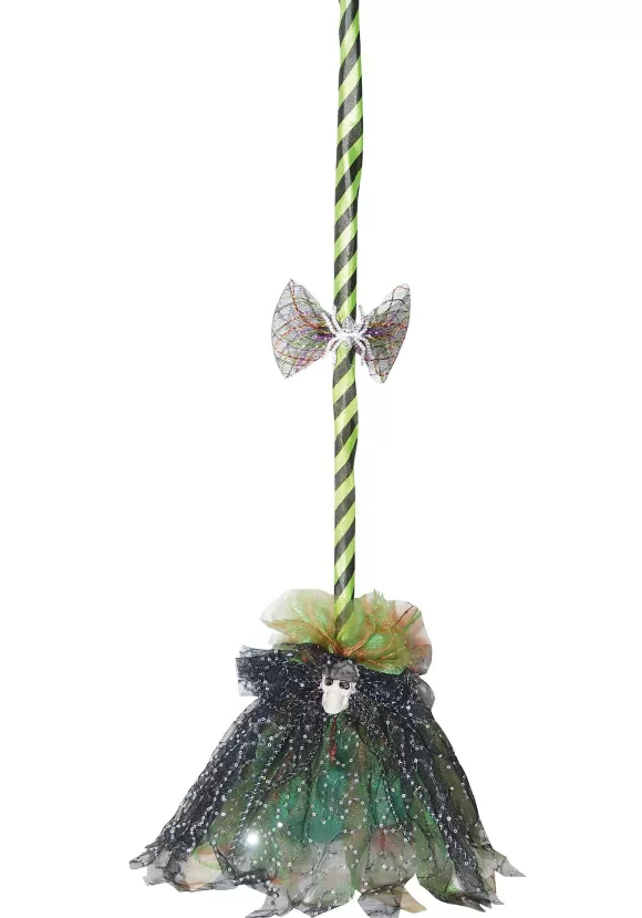 Clearance Sunstar Industries Green Animated Shaking Witch Broom