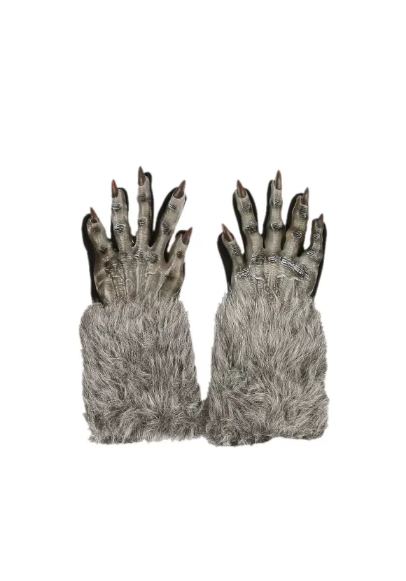 Sale Fun World Grey Werewolf Costume Gloves