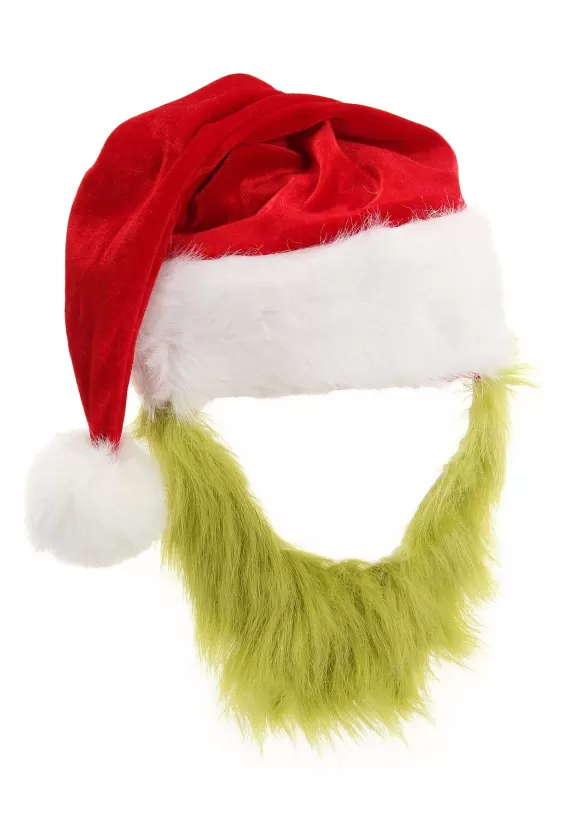 Hot FUN Costumes Grinch Costume Hat With Fur Beard