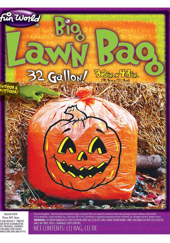 Flash Sale Fun World Halloween Pumpkin 36" X 48" Lawn Bag