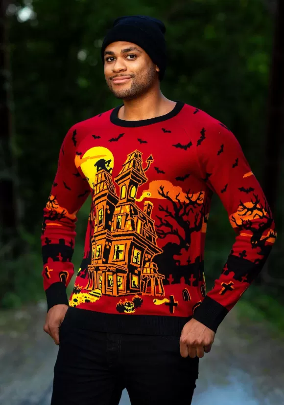 Store FUN Wear Haunted House Adult Halloween Sweater