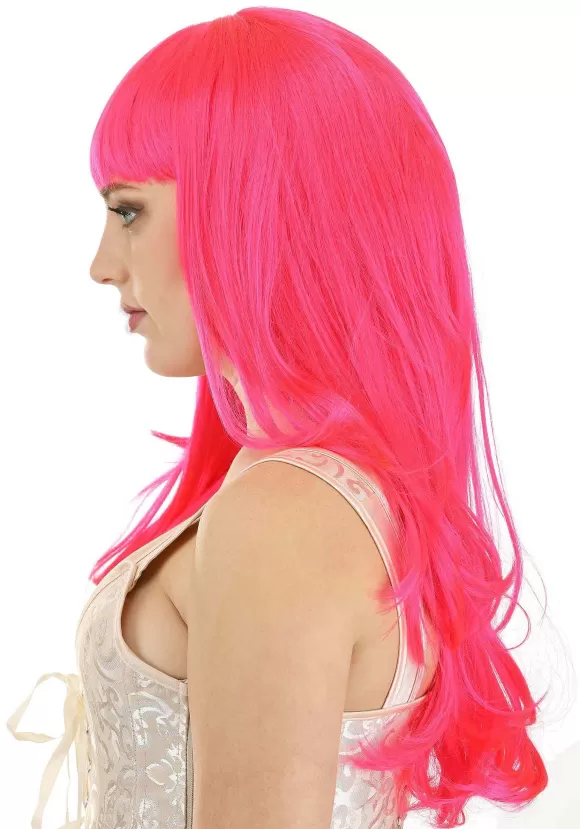 Cheap FUN Costumes Hot Pink Long Wavy Wig For Women