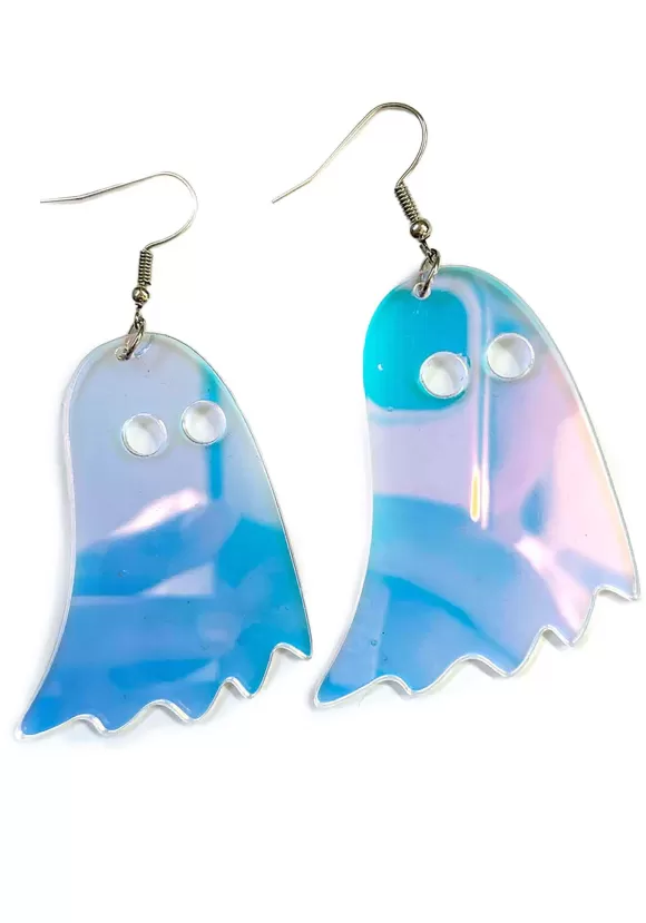 Discount Anarchy Street Iridescent Blue Ghost Costume Earrings