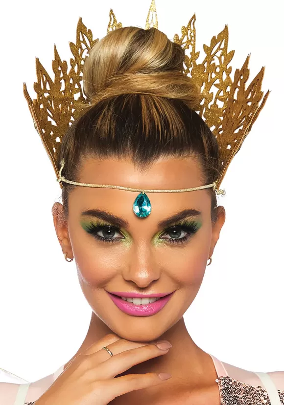 Best Leg Avenue Jeweled Glitter Queen'S Crown Costume Headband Accessory