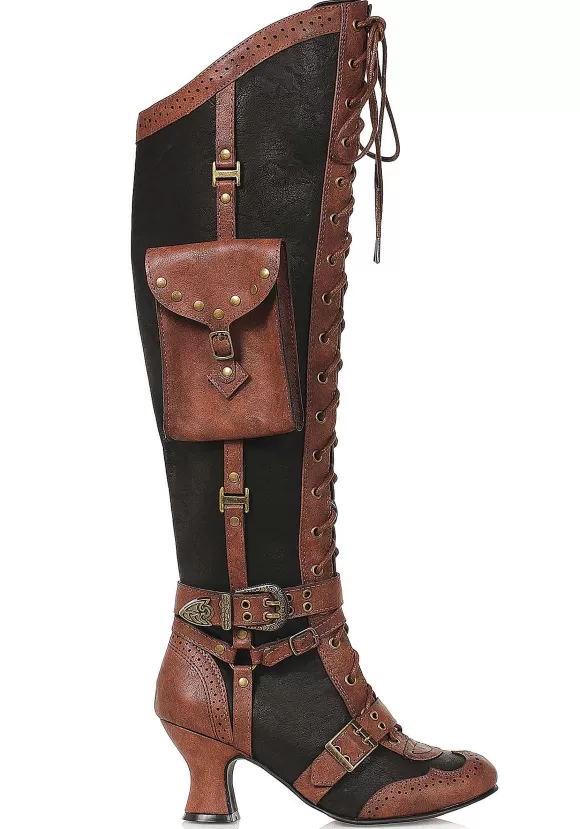 Sale Ellie Lace Up Steampunk Heeled Boots For Women