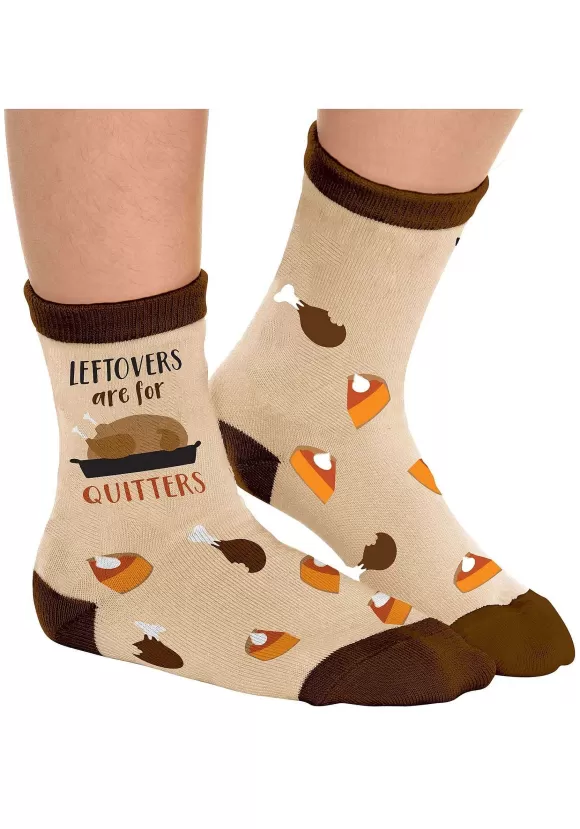 Best Amscan Leftovers Are For Quitters Turkey & Pumpkin Pie Socks