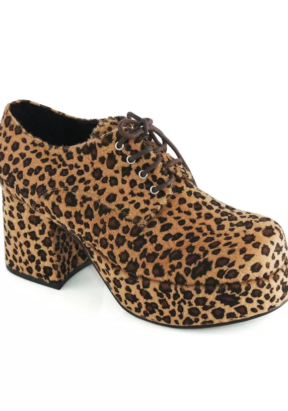 Discount Ellie Leopard Platform Pimp Shoes For Men