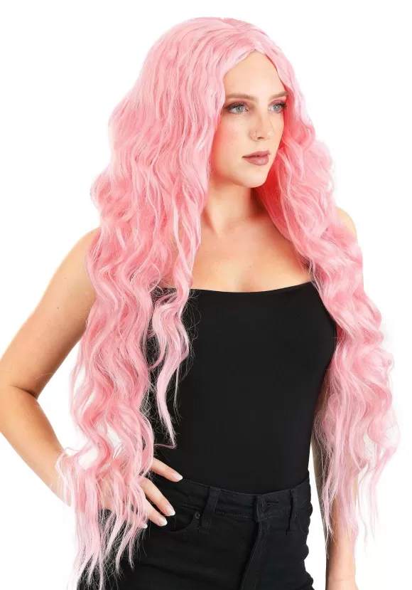 Discount FUN Costumes Light Pink Long Wavy Wig For Women