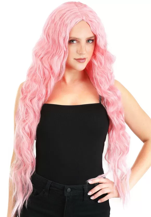 Discount FUN Costumes Light Pink Long Wavy Wig For Women