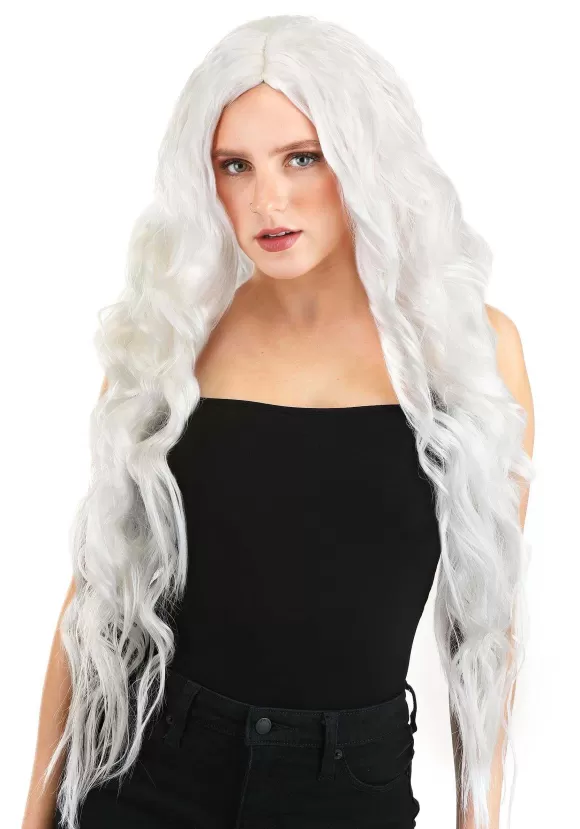 Discount FUN Costumes Long Bright White Wavy Wig