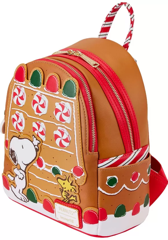 Hot Loungefly Peanuts Snoopy Gingerbread House Mini Backpack