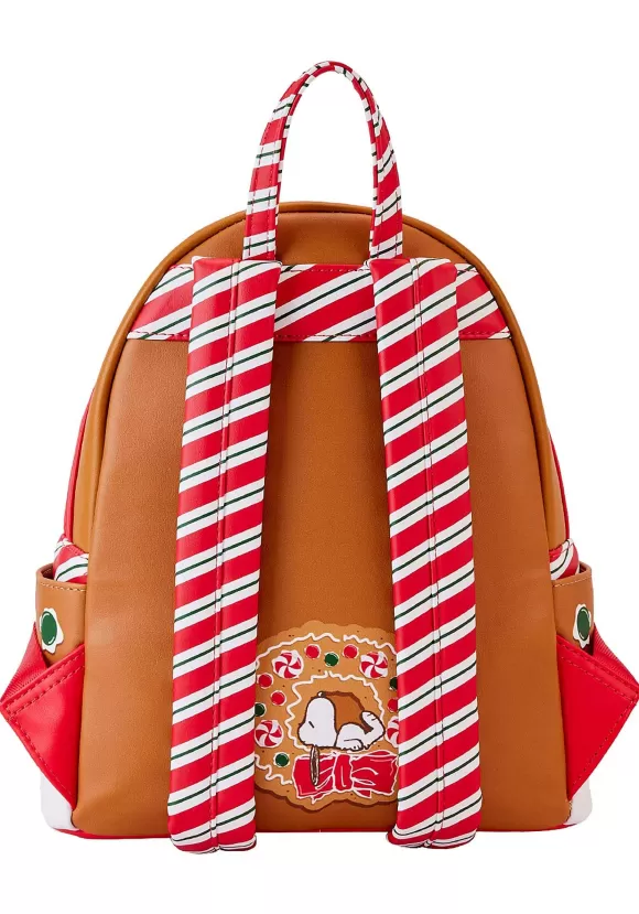 Hot Loungefly Peanuts Snoopy Gingerbread House Mini Backpack