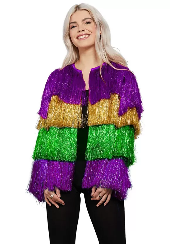 Cheap Smiffys Mardi Gras Fringe Tinsel Jacket For Women