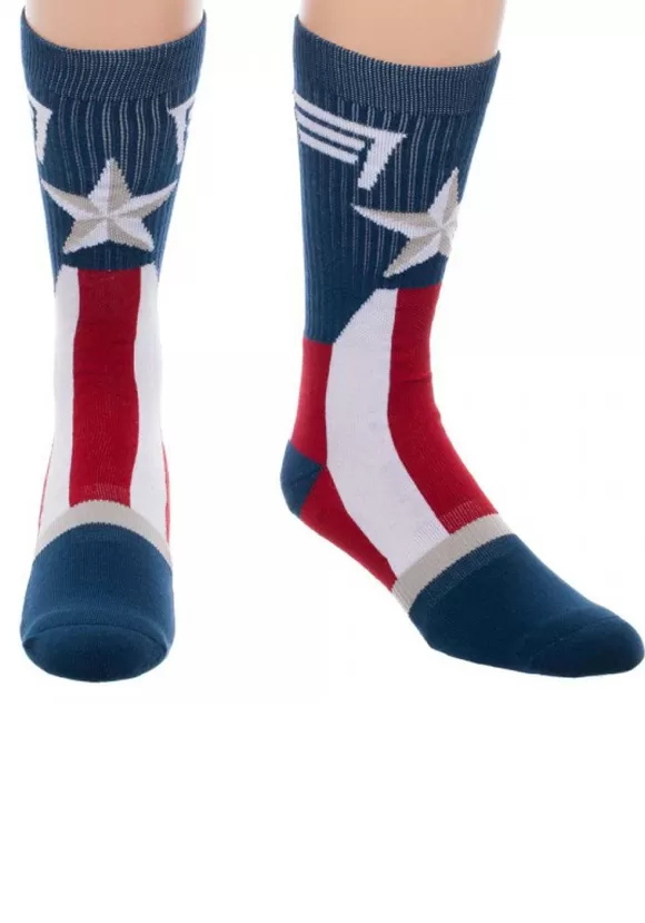 Cheap Bioworld Merchandising / Independent Sales Marvel Captain America- Suit Up Crew Socks