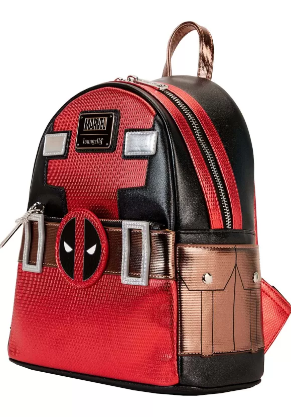 New Loungefly Marvel Metallic Deadpool Cosplay Mini Backpack