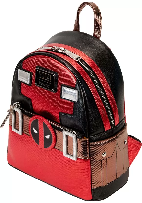 New Loungefly Marvel Metallic Deadpool Cosplay Mini Backpack