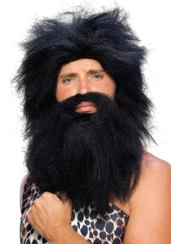 Discount Rubies Costume Co. Inc Men'S Black Prehistoric Wig And Beard