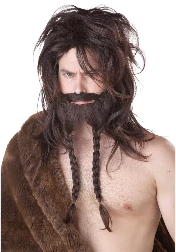 Shop California Costume Collection Men'S Brown Viking Wig, Beard And Mustache Costume Set