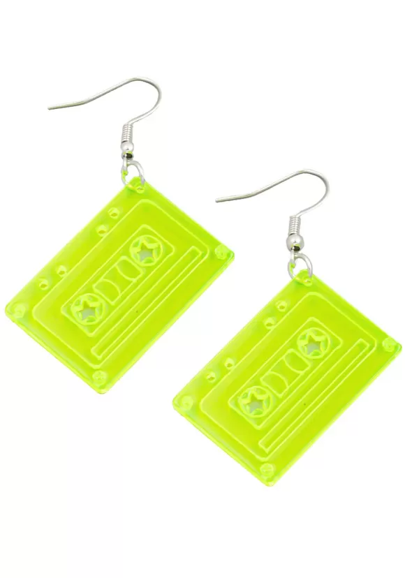 Shop Fame Neon Cassette Tape Earrings Accessory