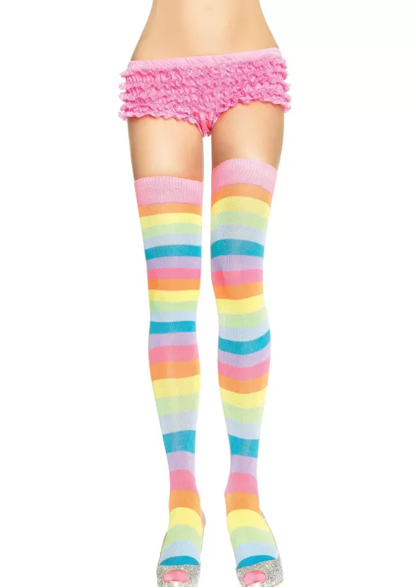 Best Sale Leg Avenue Neon Rainbow Thigh High Stockings