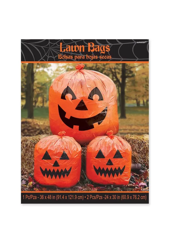 Online Amscan Pack Of 3 Halloween Pumpkin Lawn Bags