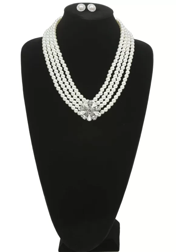 Sale FUN Costumes Pearl Earring And Brooch Necklace Set