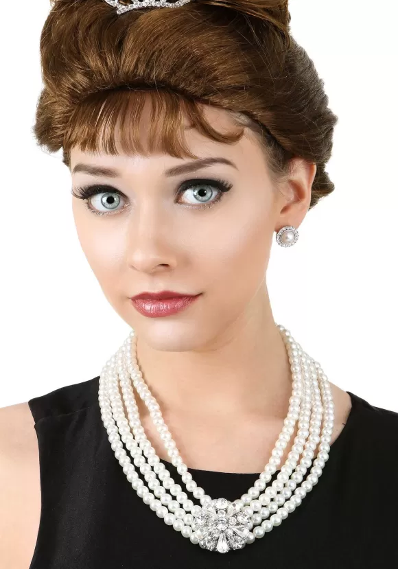 Sale FUN Costumes Pearl Earring And Brooch Necklace Set