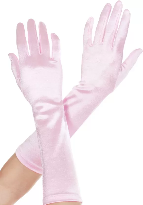 Discount Music Legs Pink Satin Costume Gloves