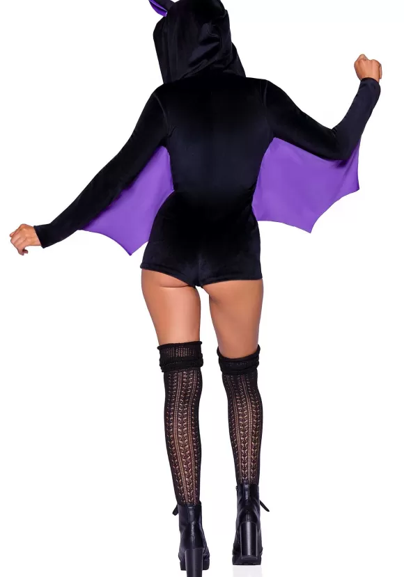 Shop Leg Avenue Plush Black Bat Romper Costume For Women