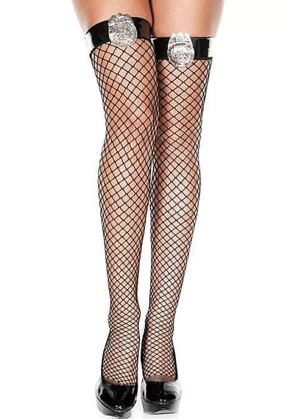 Online Music Legs Police Badge Thigh Highs Accessories