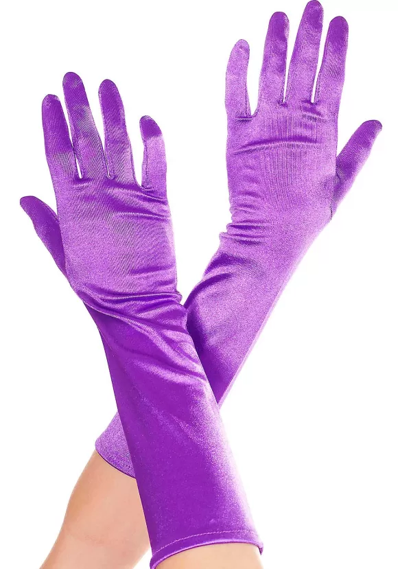 Fashion Music Legs Purple Satin Women'S Gloves