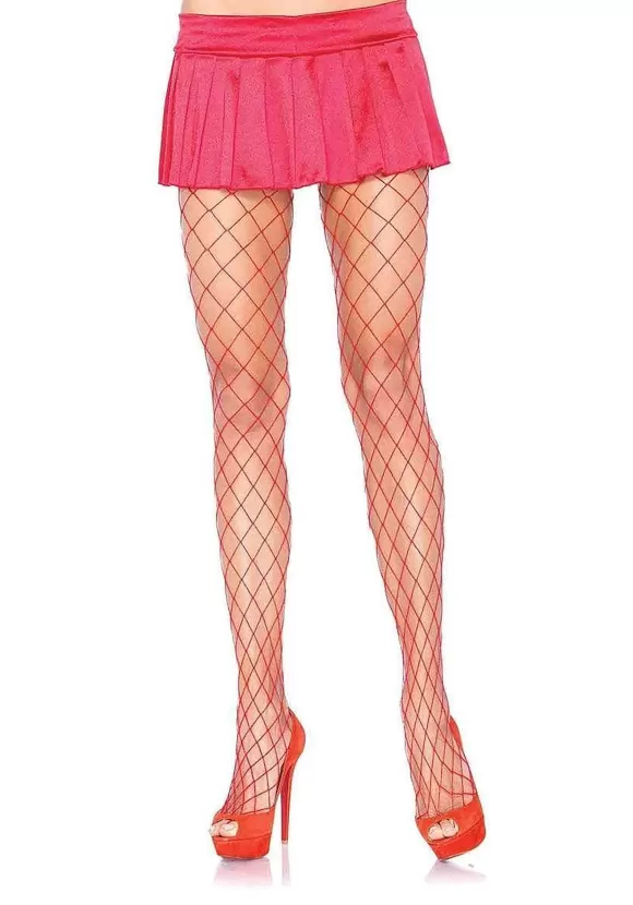 Cheap Leg Avenue Red Fence Net Tights For Women