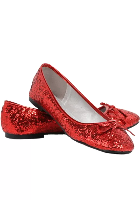 Store Ellie Red Glitter Costume Flats For Women