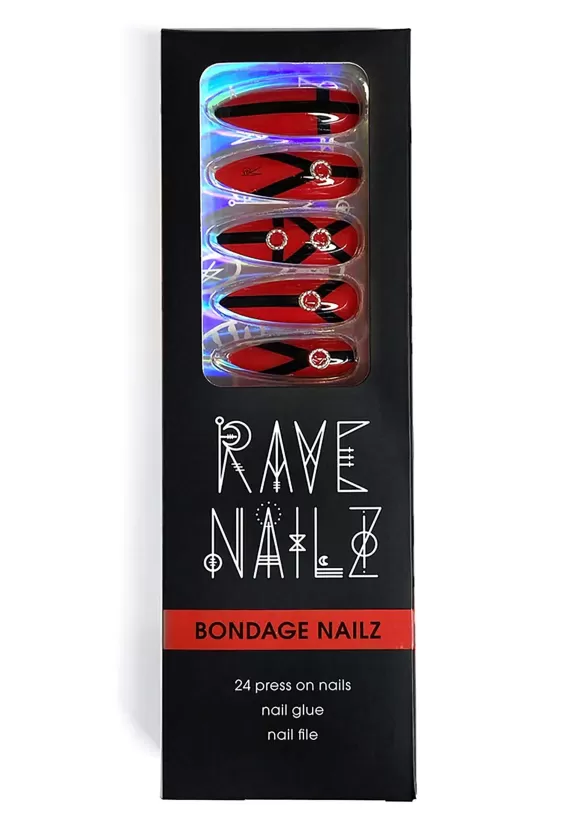 Fashion Rave Nailz Red Harness Straps Press-On Nails Kit