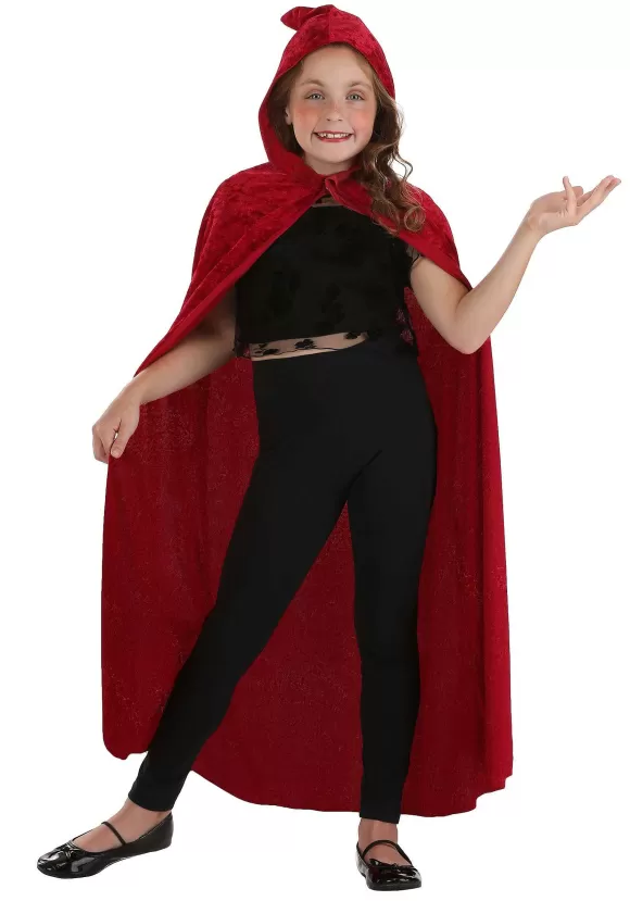 Clearance FUN Costumes Red Velvet Hooded Cape For Kids