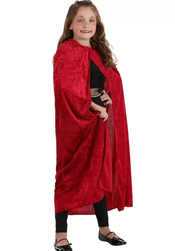 Clearance FUN Costumes Red Velvet Hooded Cape For Kids