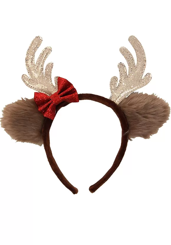 Cheap FUN Costumes Reindeer Glitter Bow Silver Costume Headband