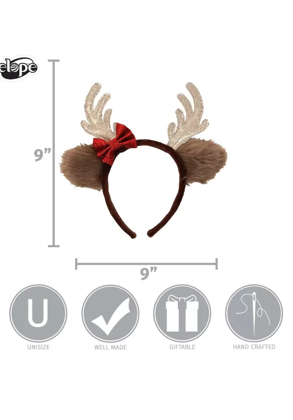 Cheap FUN Costumes Reindeer Glitter Bow Silver Costume Headband