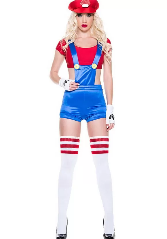 Shop Music Legs Sexy Sassy Red Plumber Costume For Women