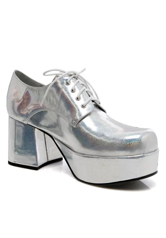 Clearance Ellie Silver Hologram Pimp Shoes For Men